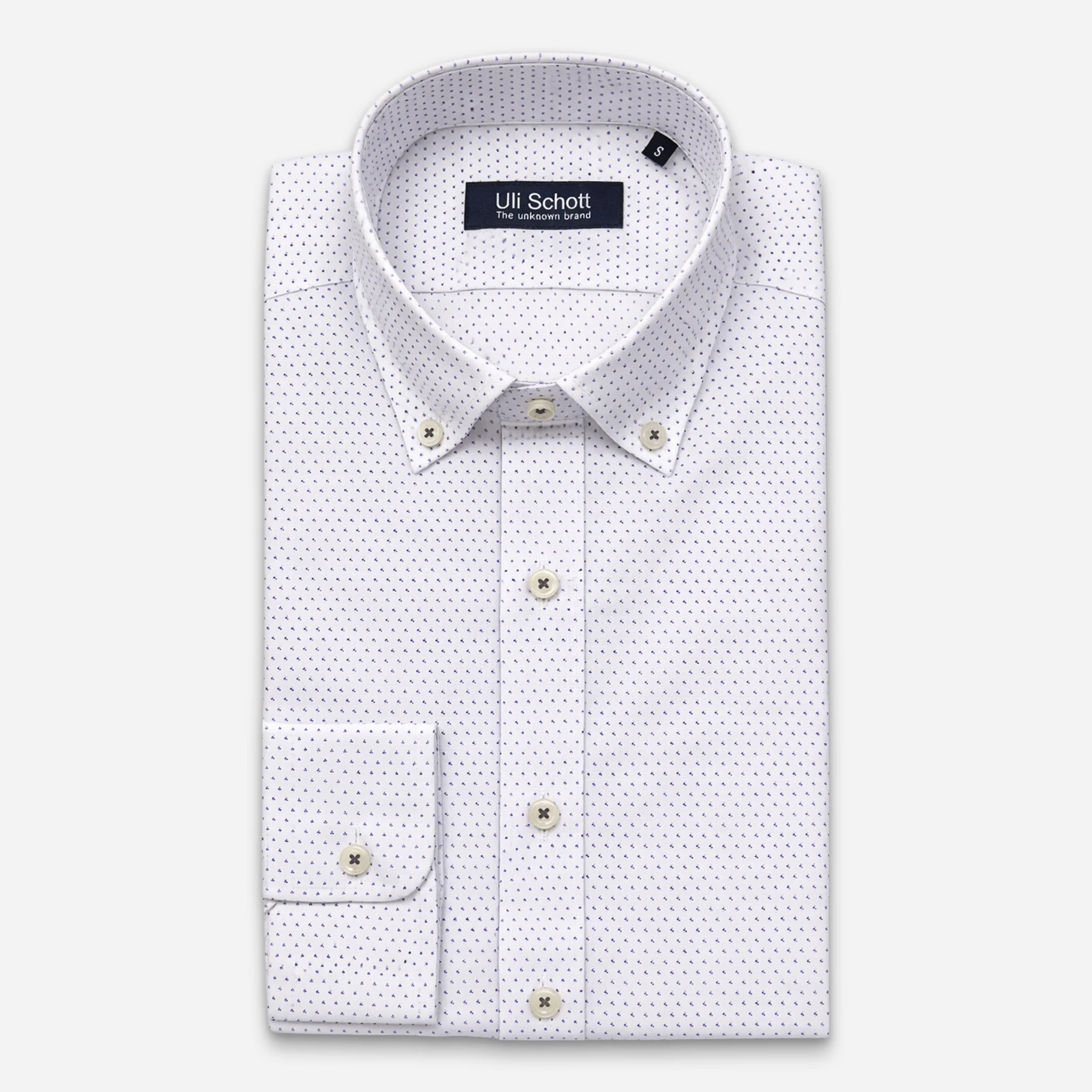 Almada Hemd Light-Blue Kleinmuster